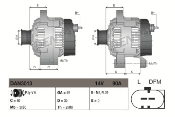 Alternator for SEAT CORDOBA IBIZA III IBIZA IV IBIZA IV SC IBIZA IV ST Catalog number of substitutes 03D 903 025 H 03D903025H 03
