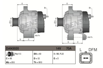Alternator for DACIA SANDERO NISSAN KUBISTAR RENAULT CLIO II CLIO Catalog number of substitutes 2310000QA0 7711134752 8200060816