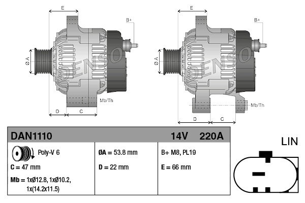 Alternator for LAND ROVER RANGE ROVER III RANGE ROVER IV RANGE ROVER Catalog number of substitutes BH42 10300 AD BH4210300AC LR0