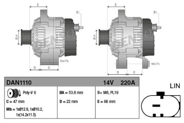 Alternator for LAND ROVER RANGE ROVER III RANGE ROVER IV RANGE ROVER Catalog number of substitutes BH42 10300 AD BH4210300AC LR0