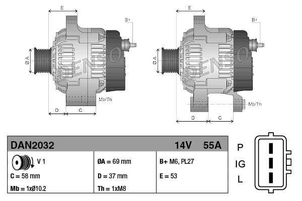 Alternator for CATERPILLAR 300 900 Catalog number of the part VIC 381196