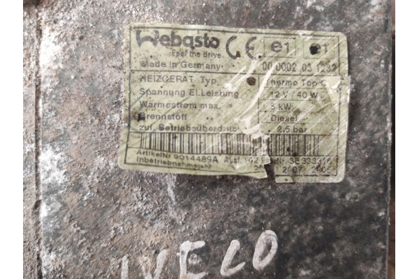 2006 Iveco Daily 35 40 10 Parking heater Webasto 03801940 Catalog number of the part 03801940