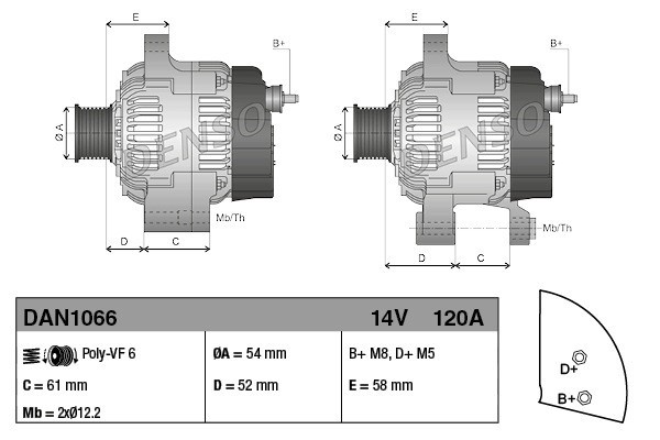 Alternator for ALFA ROMEO GIULIETTA GIULIETTA Van hatchback FIAT TIPO Catalog number of substitutes 51884886 52003616 286796 101
