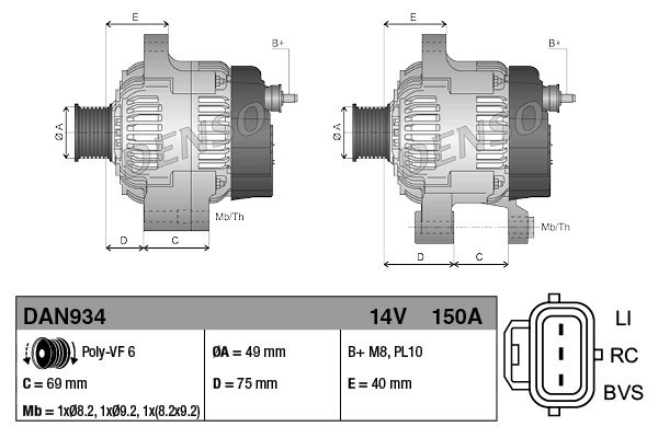 Alternator for FORD FOCUS II FOCUS II convertible FOCUS II sedan FOCUS II Catalog number of the original 3M5T10300NB 3M5T10300NC