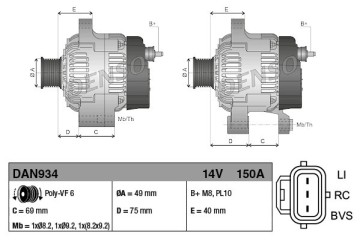 Alternator for FORD FOCUS II FOCUS II convertible FOCUS II sedan FOCUS II Catalog number of the original 3M5T10300NB 3M5T10300NC