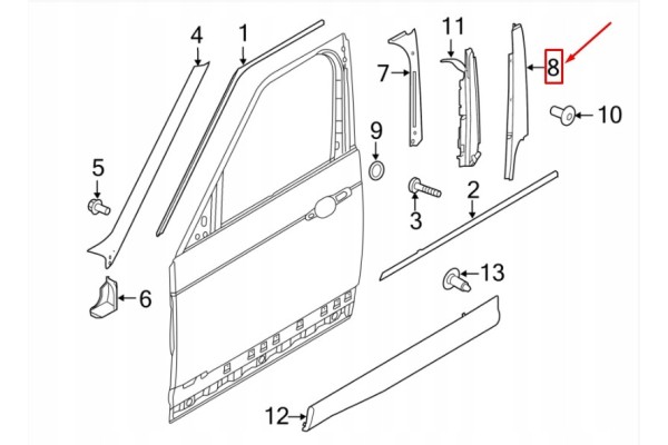 Strip post cover B front right door Range Rover Sport L494 OE Car type 4x4 SUV passenger cars