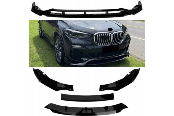 BMW X5 G05 2019 Front Lip 4 Piece Glossy Black ABS Plastic AutoVision