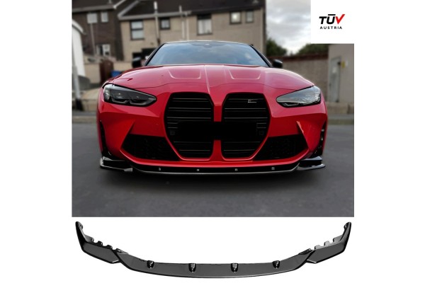 For BMW M4 G82 M3 G80 Front Splitter 2021 With ABE TUV ABS Plastic Black
