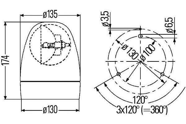 Luz de advertencia rotativa Hella 2RL 007 337-121 usado 2