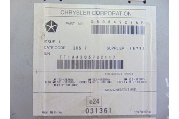 05064927AF SISTEMA AUDIO / RADIO CD JEEP GRAND CHEROKEE (WH) 3.0 CRD Laredo 2007 05064927AF 199065 JEEP - 3