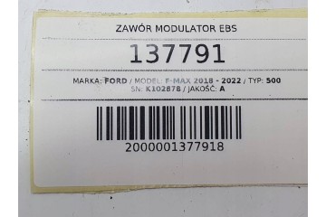 VALVE MODULATOR EBS ABS FORD F MAX 500 EURO 6 K102878 Car type passenger cars