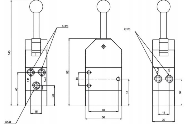 Válvula 5/3 operada manualmente Kramp usado 4