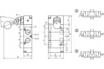 Manual lever valve 5 3 way 1 8 MAL53M18OC Part manufacturer Kramp