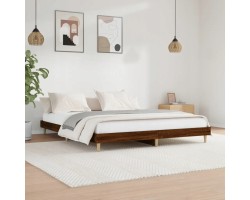vidaXL Bed frame without mattress Brown oak 200x200 cm Glued wood