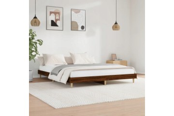 vidaXL Bed frame without mattress Brown oak 200x200 cm Glued wood