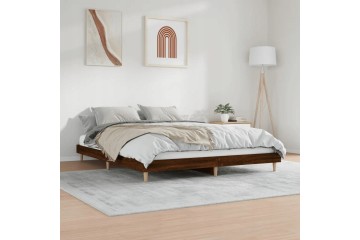 vidaXL Bed frame without mattress Brown oak 200x200 cm Glued wood Product weight with unit packaging 30 kg