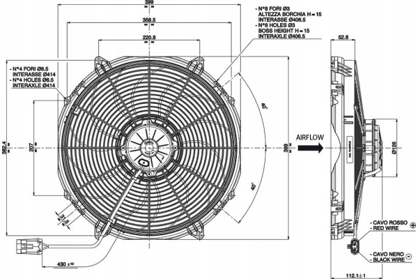 Fan SPAL 12V VA33 AP91 LL 65A 385mm SUCTION Packaging status original