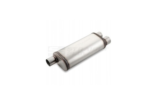 MALGO THROUGH SPORT SILENCER 3 76mm 2x63 5mm OVAL INOX STAINLESS STEEL