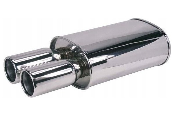 MALGO 092 BK1509 SPORTS SILENCER 2x ROUND CHROME 52cm x 23cm x 55mm