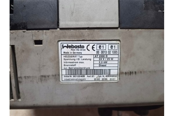 WEBASTO OGRZEWANIE POSTOJOWE AT 2000 D 2 0 KW DAF 45 55 LF Catalog number of the part OGRZEWANIE AT 2000 D WEBASTO 2000 D