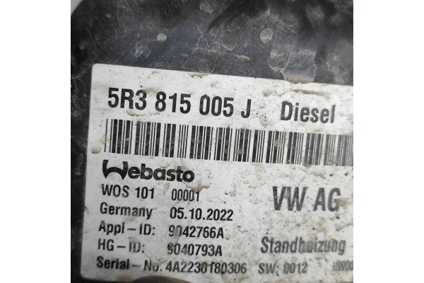 WEBASTO VW CADDY V SBB SBJ 9040761A 30812889 2 0L 90kw 2023 Customs tariff code 87089997
