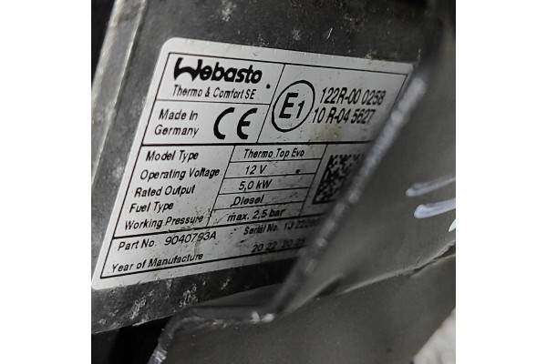 WEBASTO VW CADDY V SBB SBJ 9042766A 29928887 2 0L 90kw 2022 Catalog number of the original 9042766A