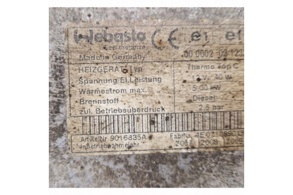 Parking heater Webasto Peugeot Expert 67889C Catalog number of the original 000002031232