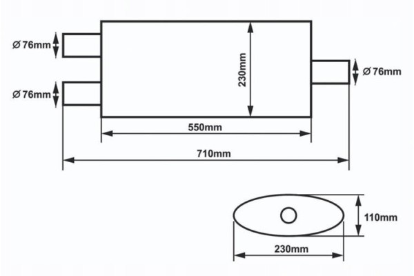 Center Silencer 76mm SLIDE 304SS 550mm Part manufacturer Slide