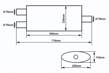 Center Silencer 76mm SLIDE 304SS 550mm Part manufacturer Slide