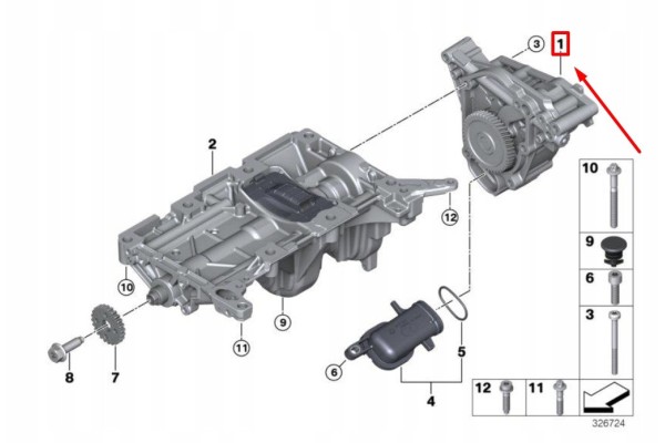 Bomba de aceite motor BMW Serie 5 F10 7610378 11417610378 ORIGINAL