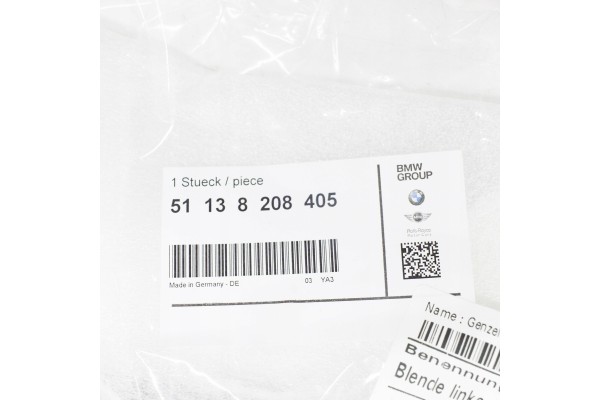 BMW 7 E38 Left Exterior Door C Pillar Trim 51138208405 Quality of parts according to GVO O original with manufacturer s logo OE