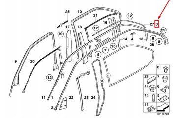 BMW 7 E38 Left Exterior Door C Pillar Trim 51138208405 Catalog number of substitutes 51138208405