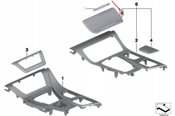 BMW 5 F10 CUP HOLDER ON CENTER CONSOLE ALUMINIUM 51168050696 Part manufacturer BMW OE