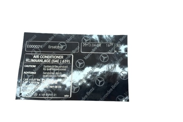 A1698170121 NEW ORIGINAL INFORMATION PLATE CONCERNING MB