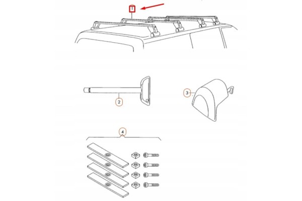 Volkswagen TRANSPORTER T5 T6 Single roof rail ORIGINAL Catalog number of the part 7H0071126EA