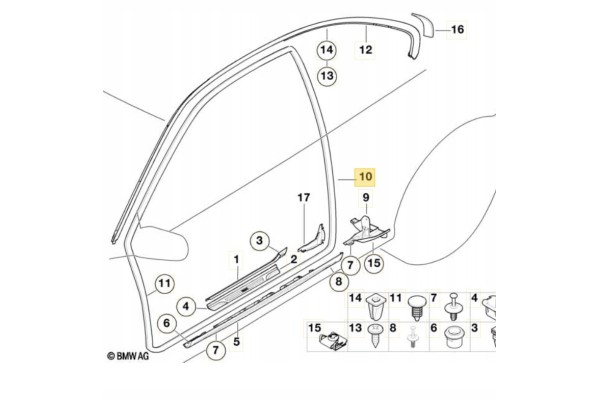 Front right door edge protection BMW E46 Catalog number of the part 51717161688