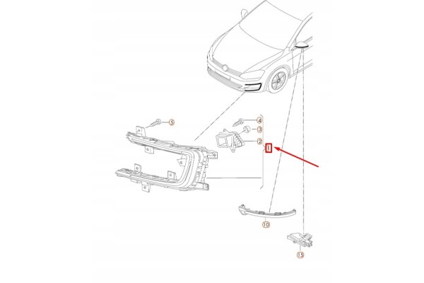 VW GOLF MK7 Luz Diurna LED Inferior Delantera Derecha 5GE941056B ORIGI