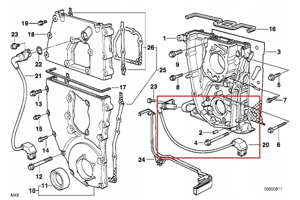 BMW 3 E36 1 6i 75kW Crankshaft Crankshaft Sensor 12141739886 Catalog number of the part OEM 12141739886