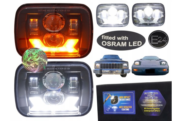 2 Lamps 5x7 7x6 inch E approval LED OSRAM 144 lm W JEEP XJ