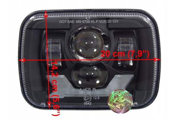 2 Lamps 5x7 7x6 inch E approval LED OSRAM 144 lm W JEEP XJ Installation side left right