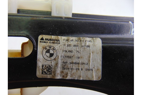 5 PIN ELEVALUNAS TRASERO DERECHO BMW SERIE 3 TOURING (F31) 318d 2014 5 PIN 198209 BMW - 6