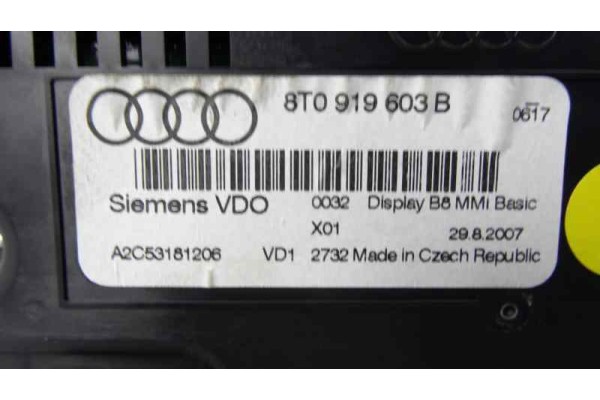 8T0919603B PANTALLA MULTIFUNCION AUDI A4 BERLINA (8K2) Básico 2007 8T0919603B 171278 AUDI - 1