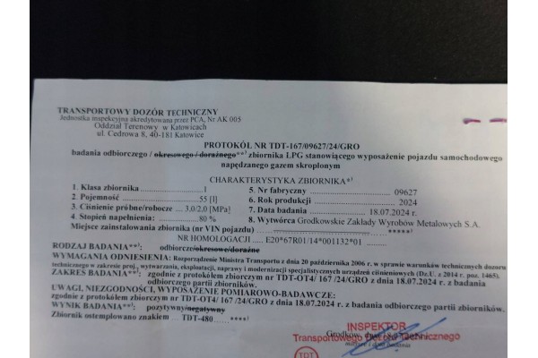 BUTLA GAZOWA LPG 55L 2034R W KOO PAPIER ZAWOR ID 239948 Catalog number of the part ID 239948