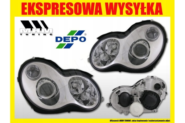 Headlights Lamp kp Chrome Tuning Lens h7 Mercedes C Class 203 2000 2007 Car type passenger cars