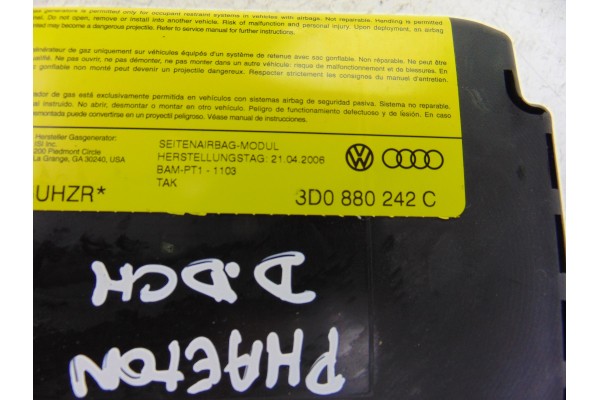 3D0880242C  AIRBAG LATERAL DELANTERO DERECHO VOLKSWAGEN PHAETON (3D3/3D7) TDI V6 4Motion (5 asientos) 2007 3D0880242C 199552 VOL