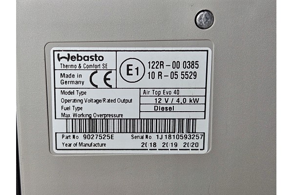 Webasto Air Top Evo 40 3500 12V diesel agregat 2018 IGA Car type 4x4 SUV buses cargo vans RVs