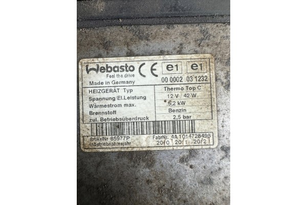 2010 Audi A5 Sportback 8TA Parking heater Webasto 000002031232 Catalog number of the original 4A1014728498