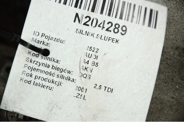ENGINE POST AKN 2 5 TDI 149 KM AUDI A4 B5 Catalog number of the part AKN