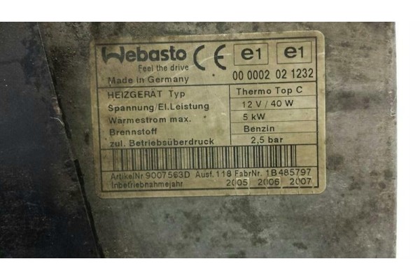 Auxiliary heater Bentley Continental Flying Spur Webasto 3W0815005E Catalog number of the part 3W0815005E