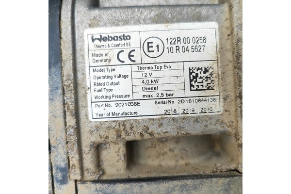 WEBASTO MITSUBISHI L 200 TRITON KJ_ KK_ KL_ 10R045627 11342419 2 4L Catalog number of the part 9021038E